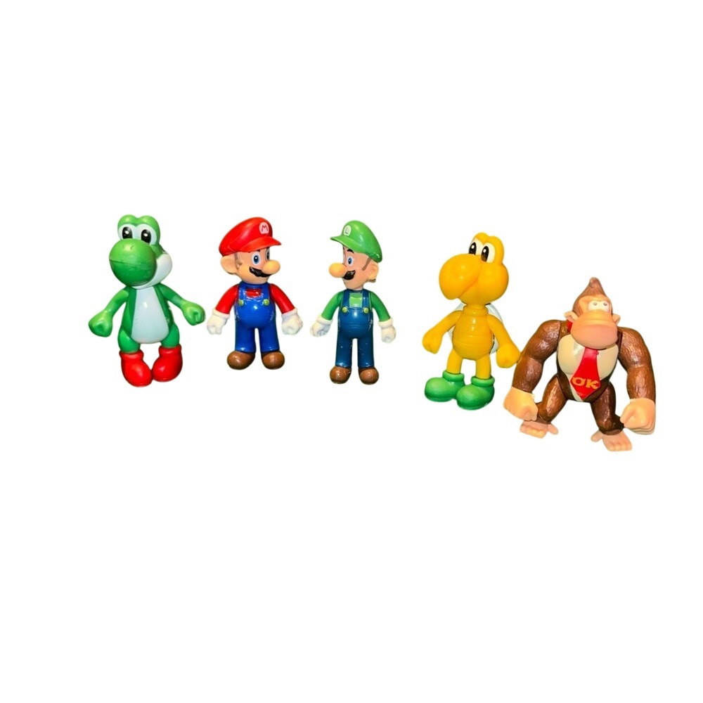 Nintendo Super Mario Action Figures 5 Pack Mario Luigi Yoshi Donkey Kong Koopa